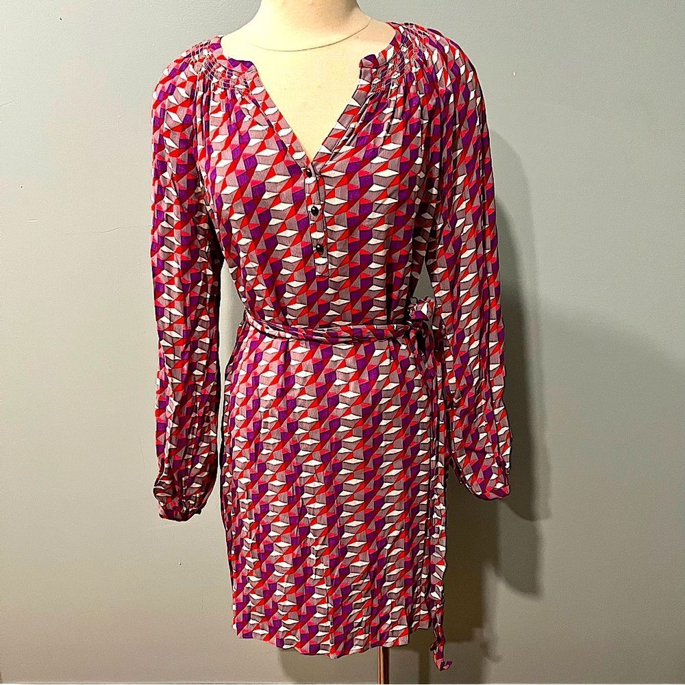 Banana Republic Geometric Cube Print Button Front Shirt Dress Size 4